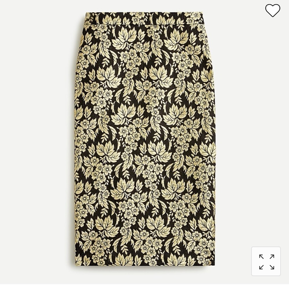J.Crew 2 Pencil® skirt in metallic jacquard sz.00 NWT